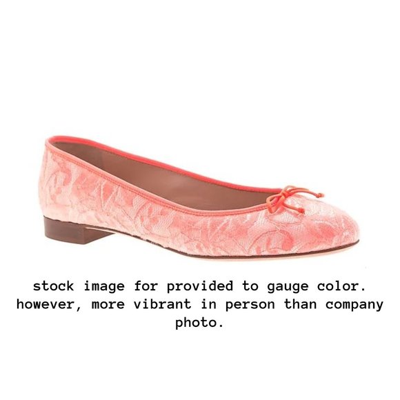 J CREW FACTORY LACE UPTOWN BALLET FLATS LOW HEEL FLAMINGO NEON ORANGE 9.5 EASTER - Picture 16 of 16